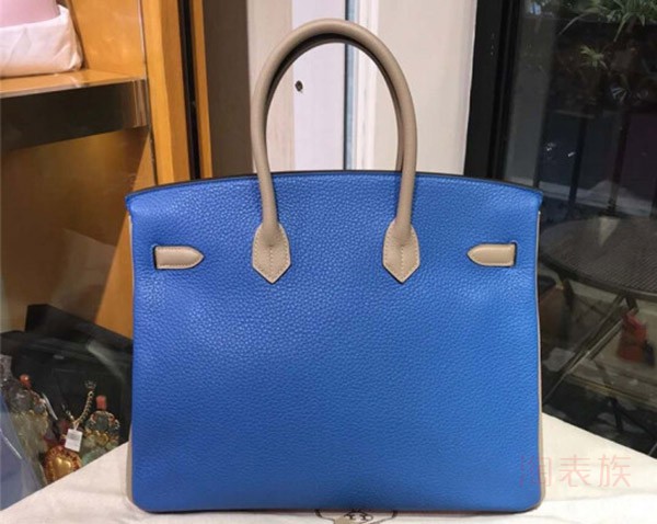 二手爱马仕 BIRKIN35 三拼色皮金扣手提包