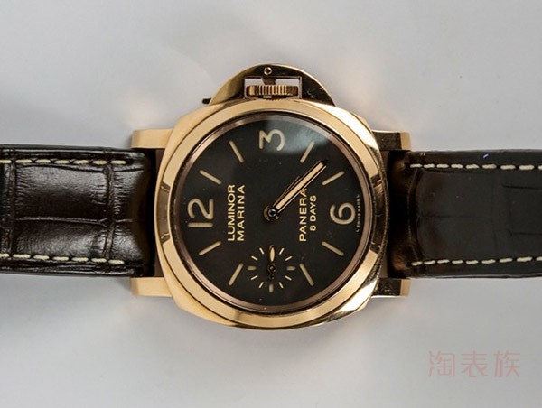 二手沛纳海（panerai）18k玫瑰金手动机械手表