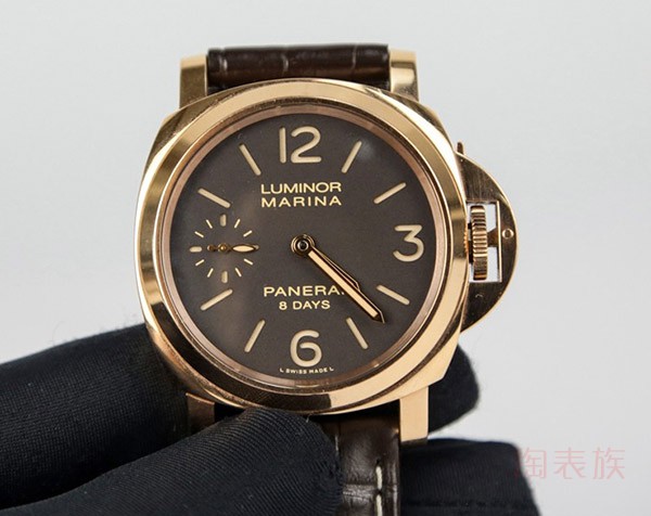 二手沛纳海（panerai）18k玫瑰金手动机械手表